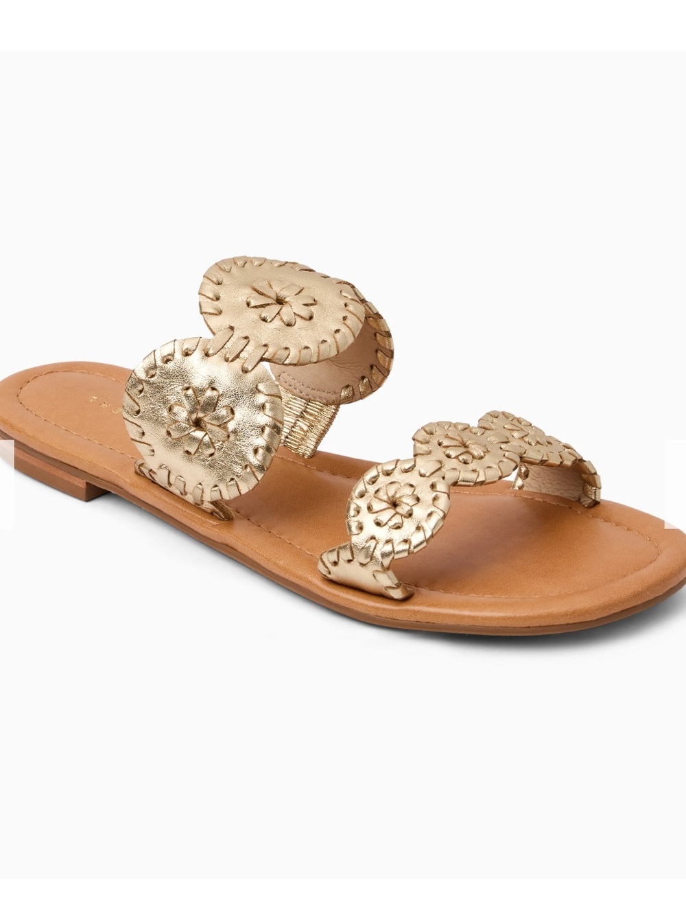 Jack Rogers Gold Metallic Leather Slide Laurin Sandals Size 11M Made in Brazil